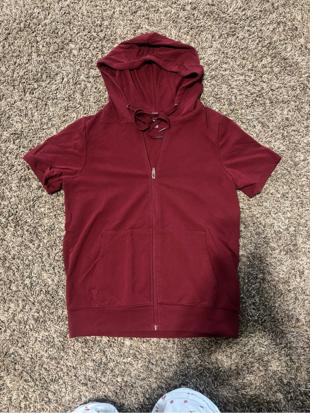 Women’s Short-Sleeve Hooded Zip Jacket - Burgundy